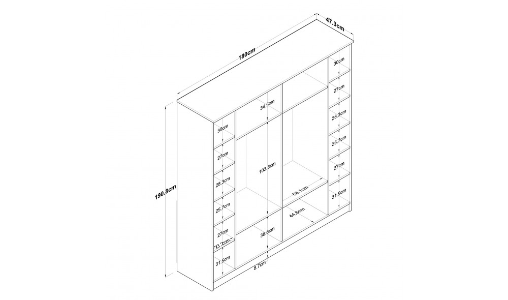 Dulap pentru haine BA114 - 2274 180 x 190 x 47 cm