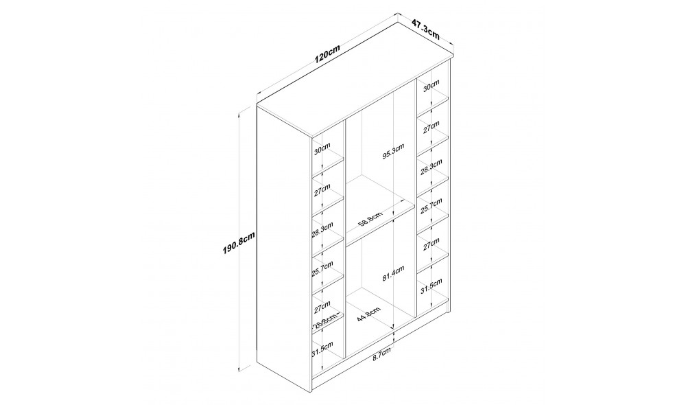 Dulap pentru haine BA116 - 2247 120 x 190 x 47 cm