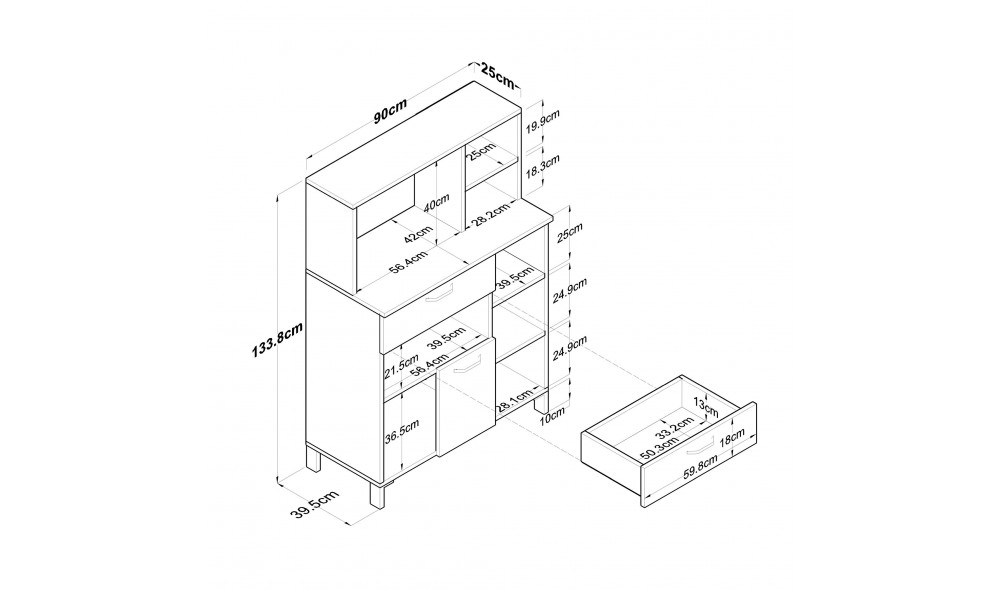 Comoda multifunctional F6 - 2163 90 x 133 x 39 cm