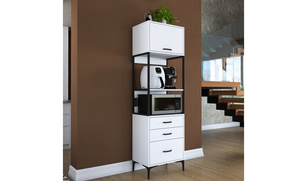 Dulap multifunctional, JE135 - 3101, Alb, 60 x 199 x 40 cm