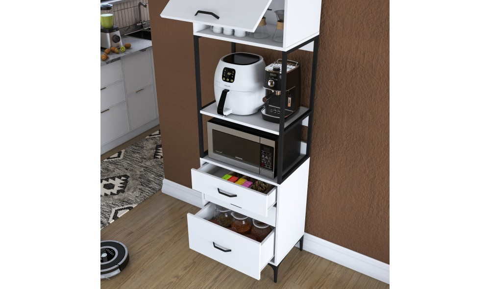 Dulap multifunctional, JE135 - 3101, Alb, 60 x 199 x 40 cm