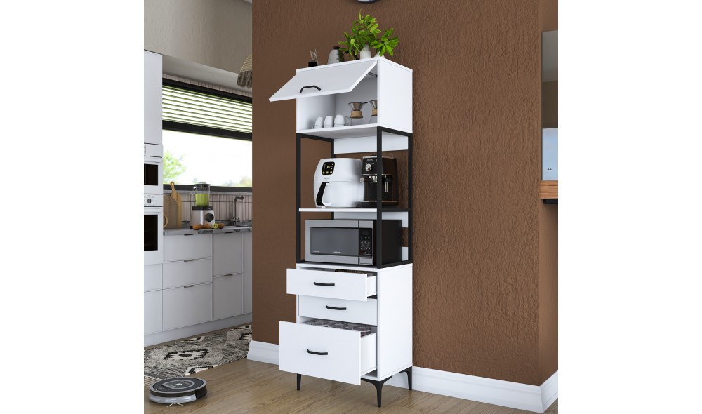 Dulap multifunctional, JE135 - 3101, Alb, 60 x 199 x 40 cm