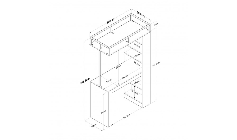 Masa de sufragerie, JA117 - 3173, Nuc de pereteNegru, 120 x 199 x 56 cm