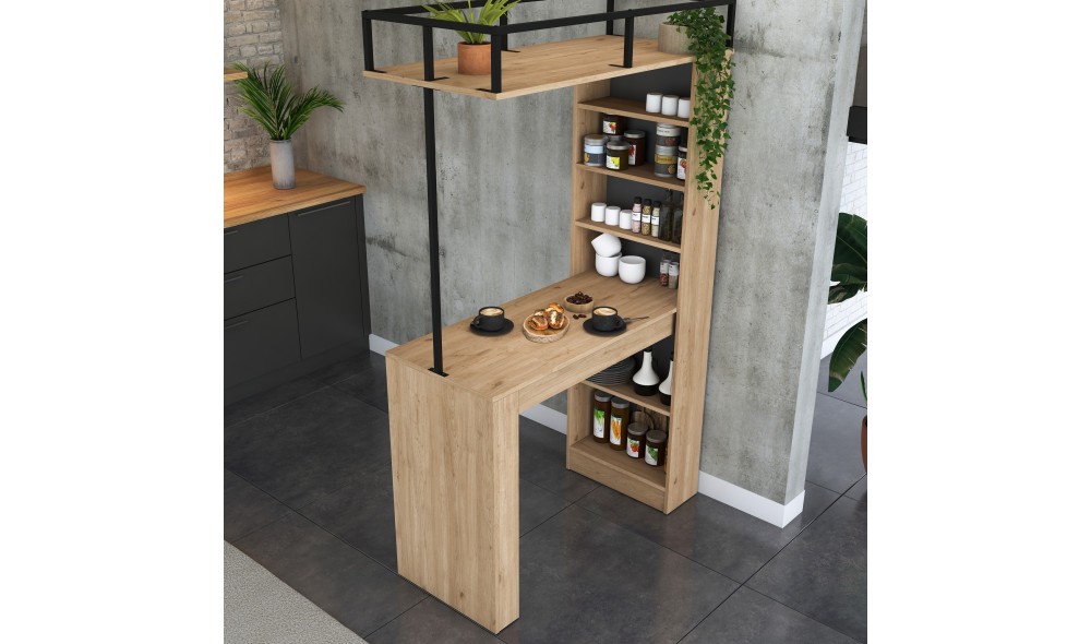 Masa de sufragerie, JA117 - 3173, Nuc de pereteNegru, 120 x 199 x 56 cm