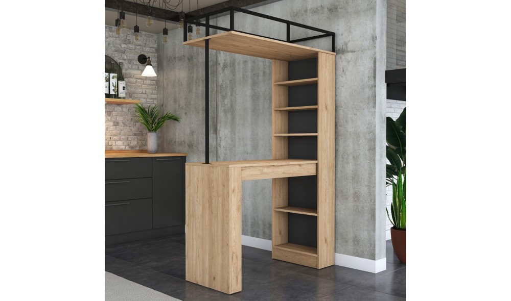 Masa de sufragerie, JA117 - 3173, Nuc de pereteNegru, 120 x 199 x 56 cm