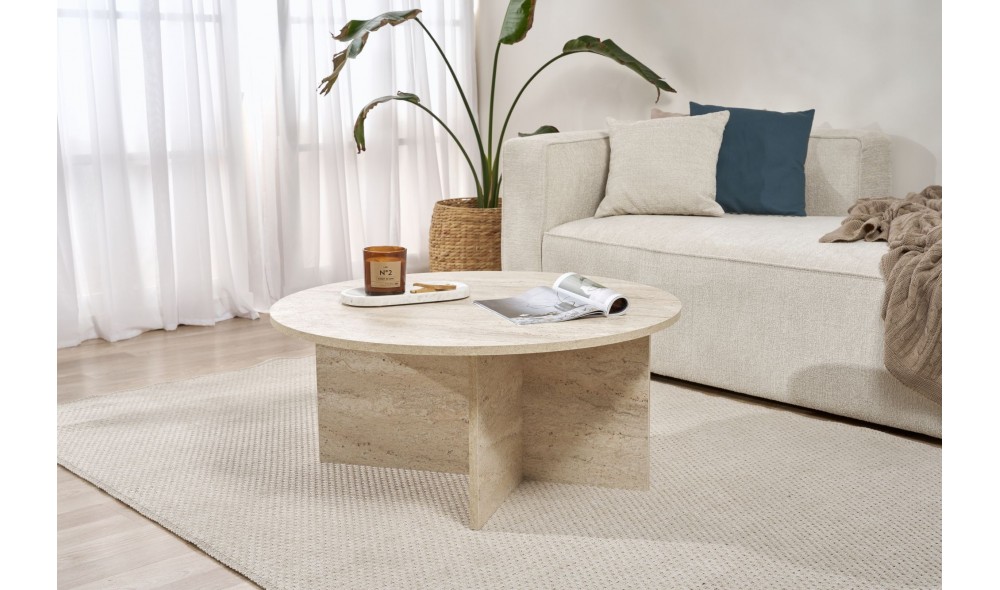 Masuta de cafea, Soleil - Travertine, 90 x 40 x 90 cm