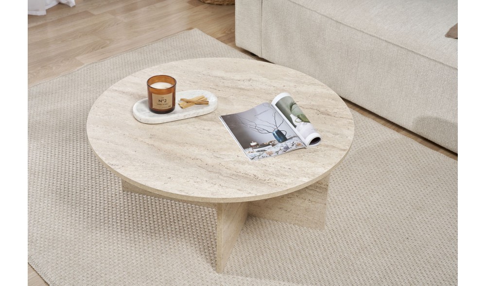 Masuta de cafea, Soleil - Travertine, 90 x 40 x 90 cm