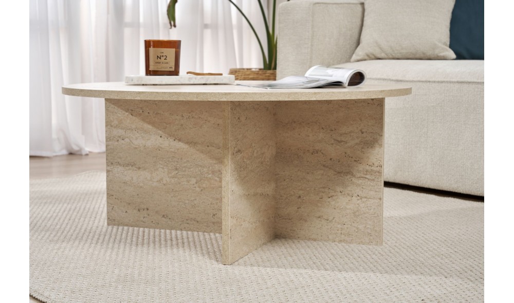 Masuta de cafea, Soleil - Travertine, 90 x 40 x 90 cm