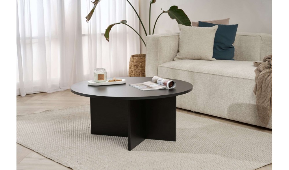 Masuta de cafea, Soleil - Wood Black, 90 x 40 x 90 cm