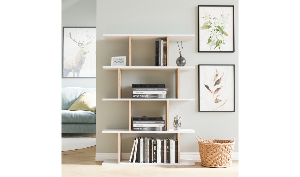 Raft pentru carti, Harmon, AlbStejar, 90 x 127 x 25 cm