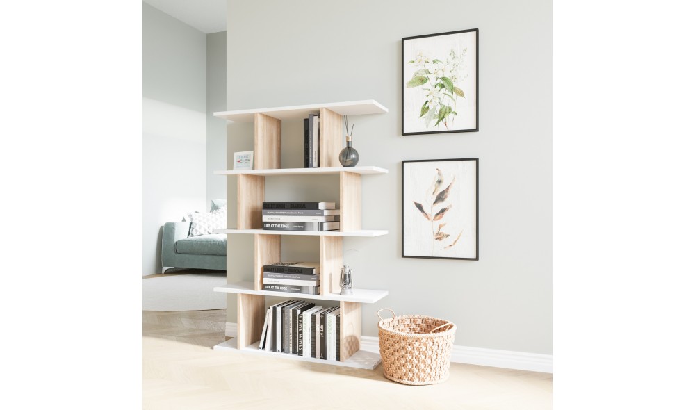 Raft pentru carti, Harmon, AlbStejar, 90 x 127 x 25 cm