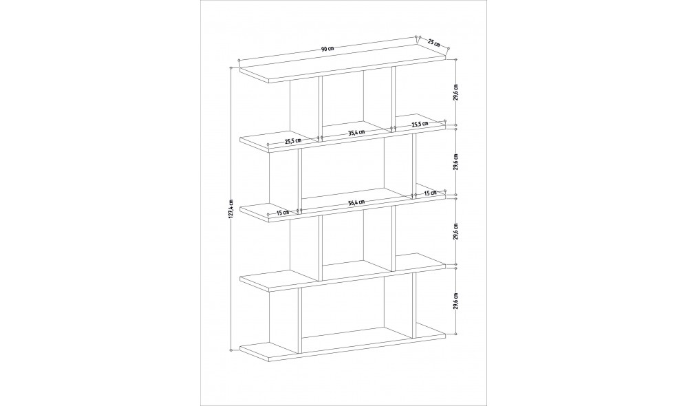 Raft pentru carti, Harmon, Stejar, 90 x 127 x 25 cm