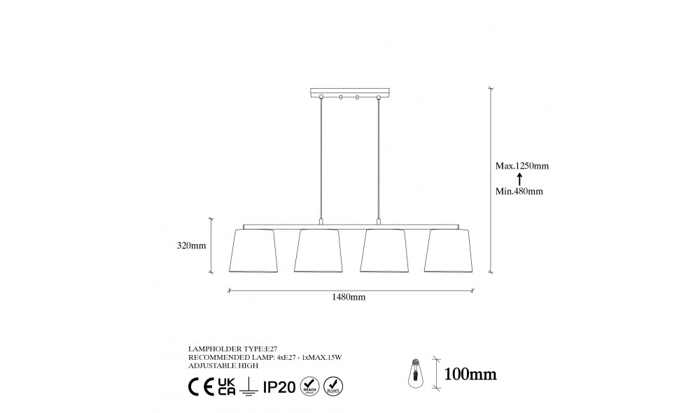 Candelabru Varlik - 10815 148 x 48 x 25 cm