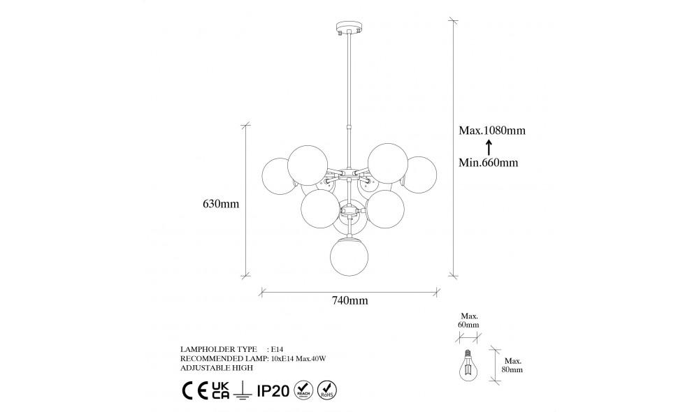 Candelabru Akkas - 10100 74 x 66 x 74 cm