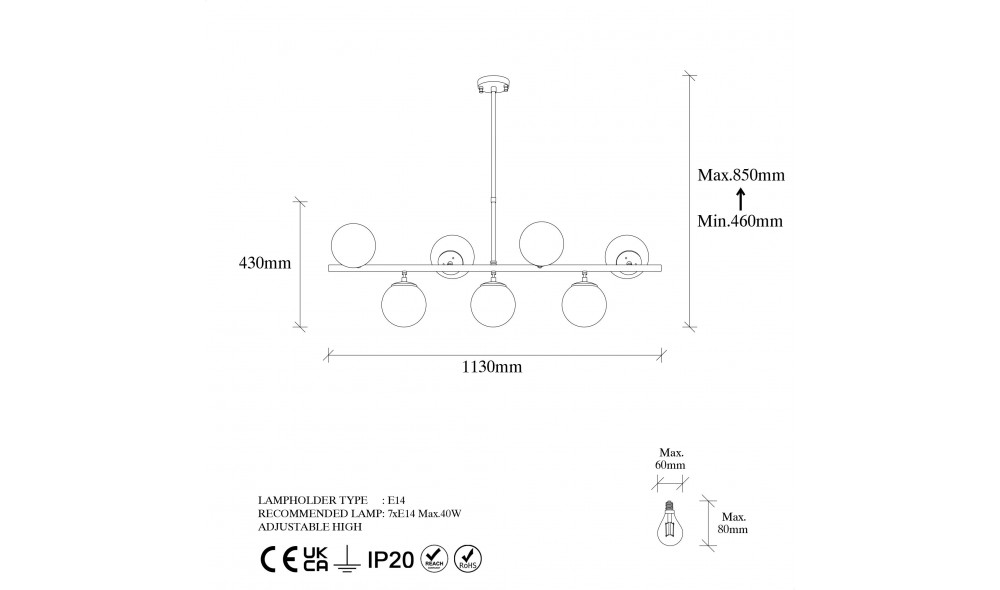 Candelabru Fazli - 10525 113 x 46 x 40 cm