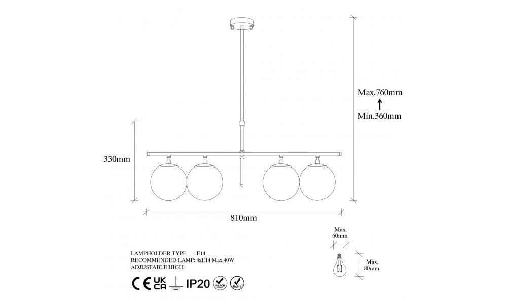 Candelabru Icre - 10780 81 x 36 x 15 cm