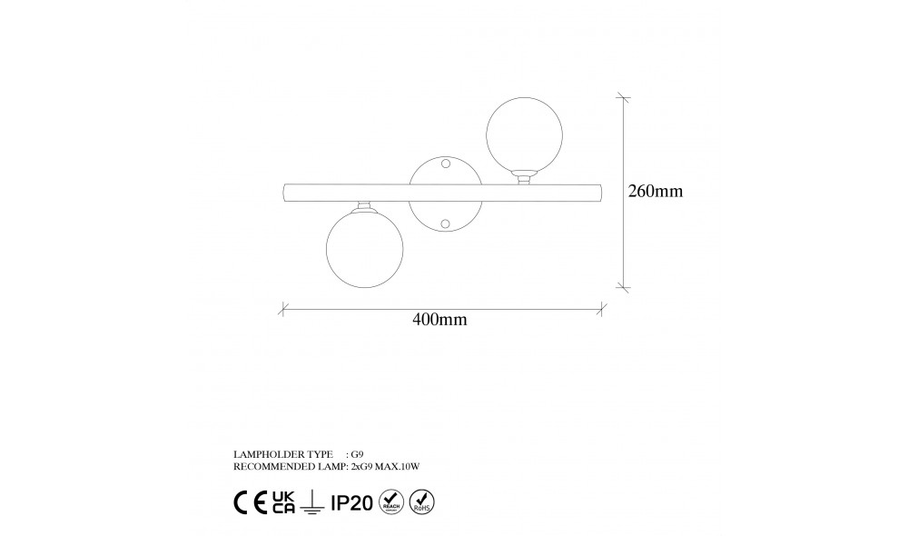 Lampa de perete Domino - 11037 40 x 26 x 12 cm