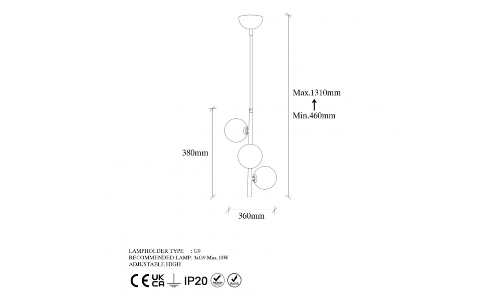 Candelabru Domino - 11046 36 x 46 x 36 cm