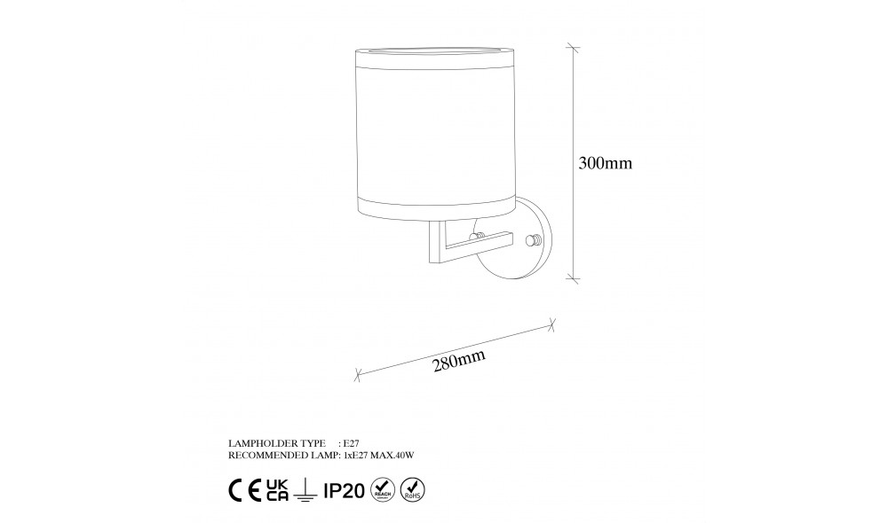 Lampa de perete Calea - 11610 18 x 30 x 28 cm