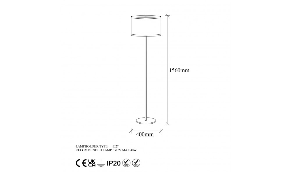 Lampa de podea Calea - 11612 40 x 156 x 40 cm