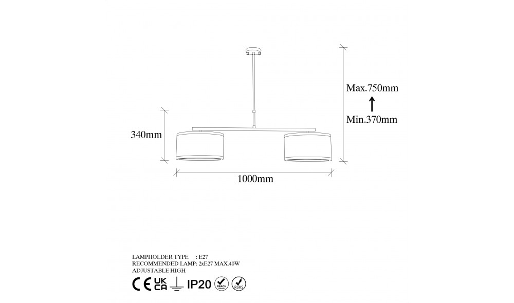 Candelabru Calea - 11620 100 x 37 x 30 cm