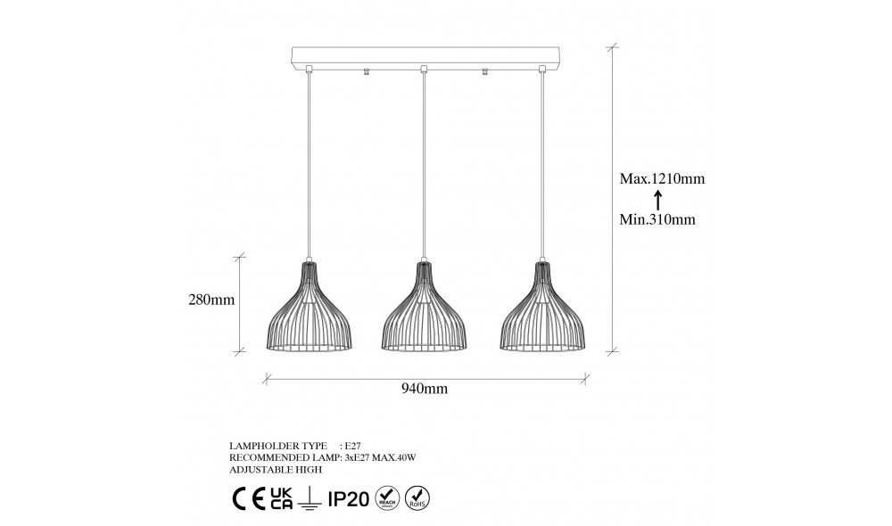 Candelabru Cafu - 11565 - 1 94 x 121 x 25 cm