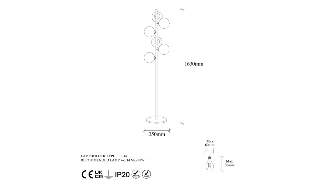 Lampa de podea Fazli - 10510 35 x 163 x 22 cm