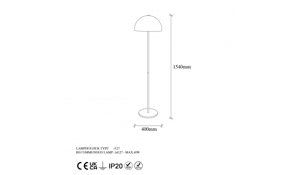 Lampa de podea Mixt - 11515 40 x 154 x 40 cm