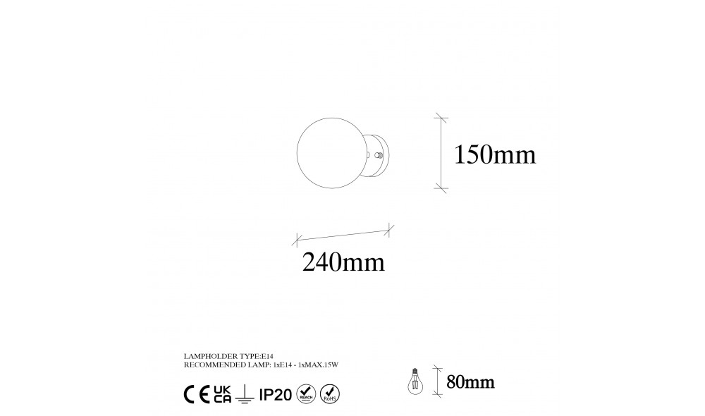 Lampa de perete Atmaca - 10230 15 x 24 x 15 cm