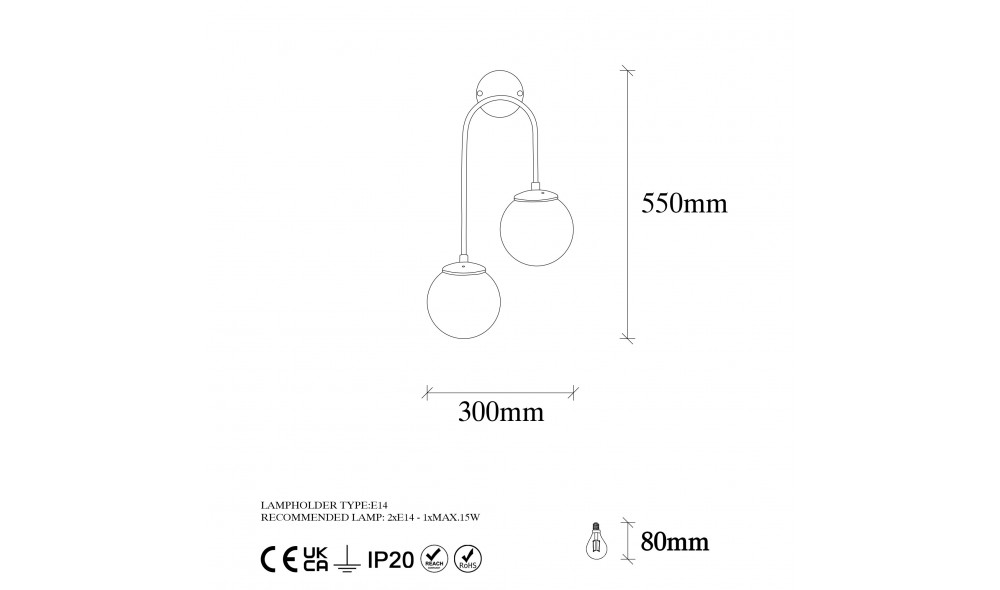 Lampa de perete Bijuterie - 10580 24 x 55 x 30 cm