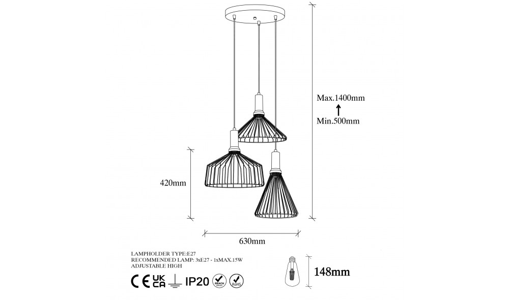 Candelabru Draga - 11215 54 x 50 x 63 cm