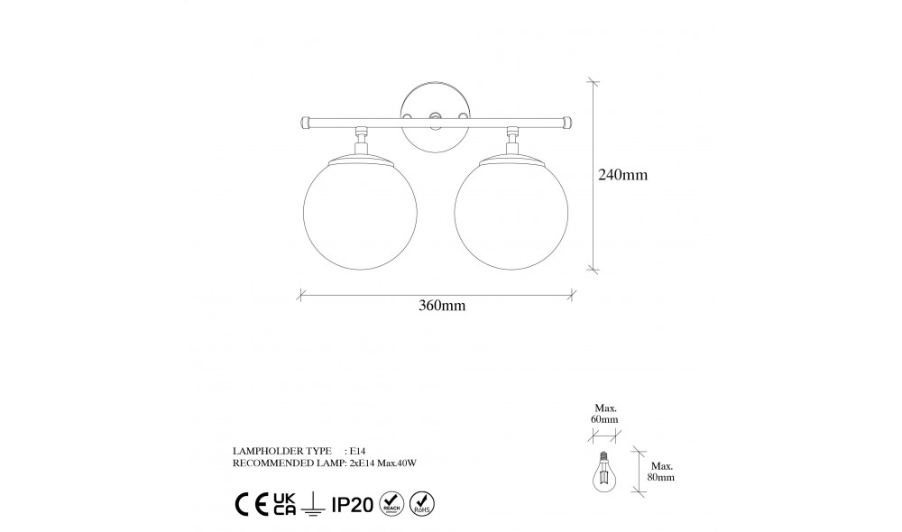 Lampa de perete Icre - 10730 36 x 16 x 24 cm