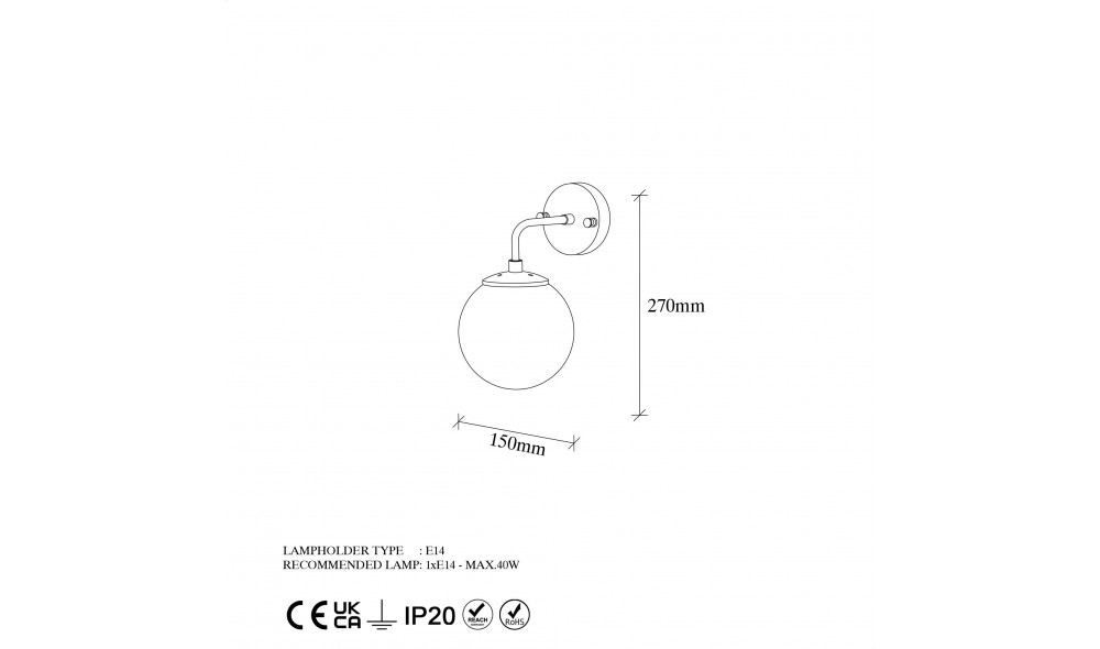 Lampa de perete Corn - 12215 15 x 27 x 21 cm