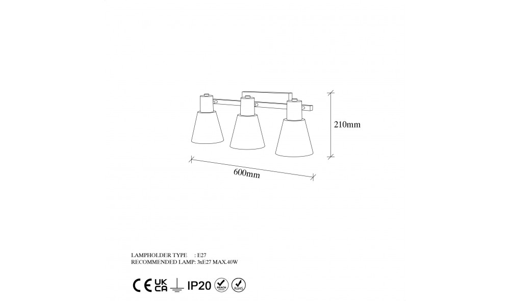 Lampa de perete Palnie - 13095 60 x 21 x 21 cm