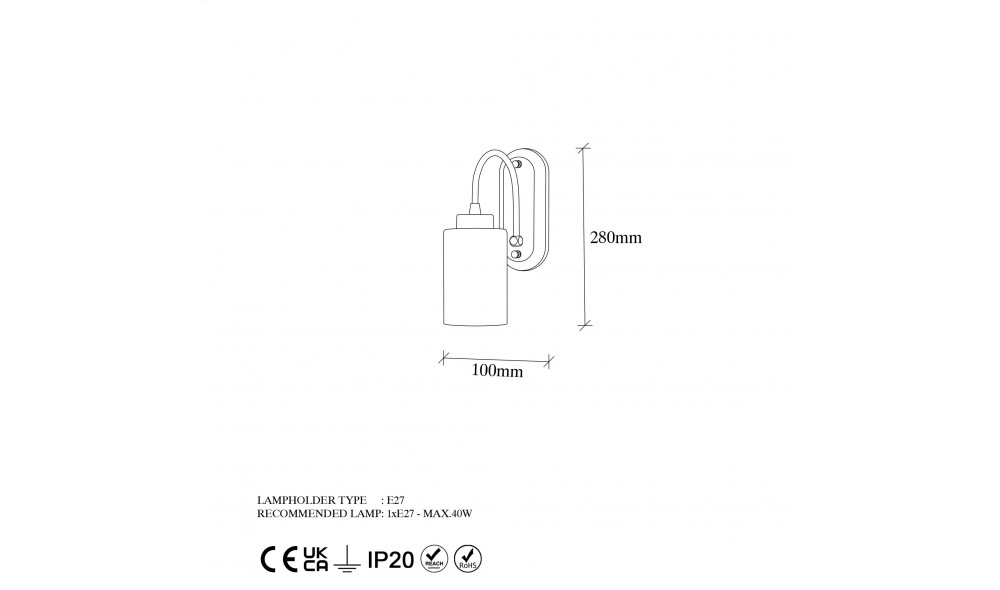 Lampa de perete Hemikilo - 13160 10 x 28 x 21 cm