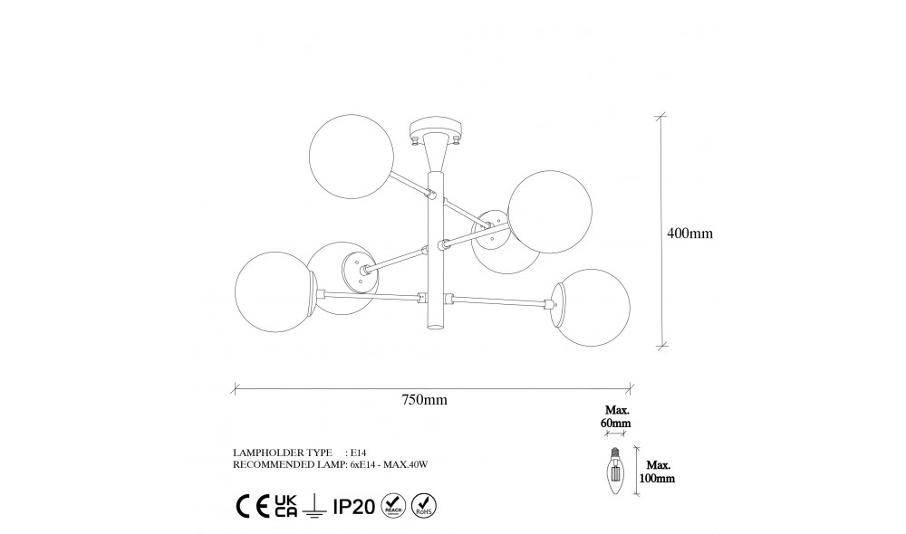 Candelabru Arge - 10173 75 x 40 x 75 cm