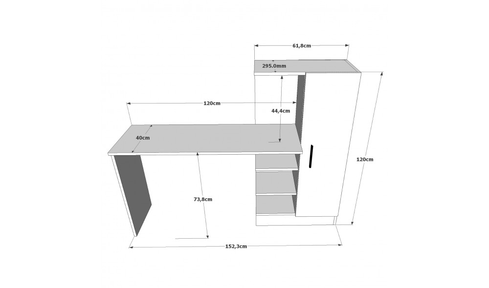 Birou de studiu CT2-AB 152 x 120 x 40 cm