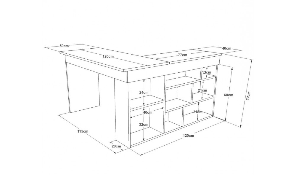 Birou de studiu CT5-AW 129 x 72 x 120 cm