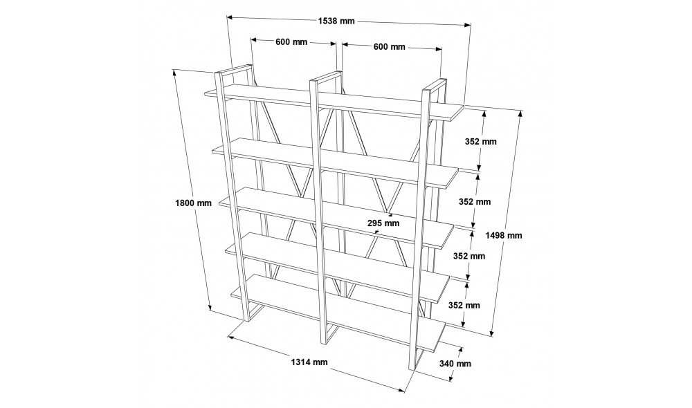 Raft de carti MN05-BA 154 x 180 x 34 cm