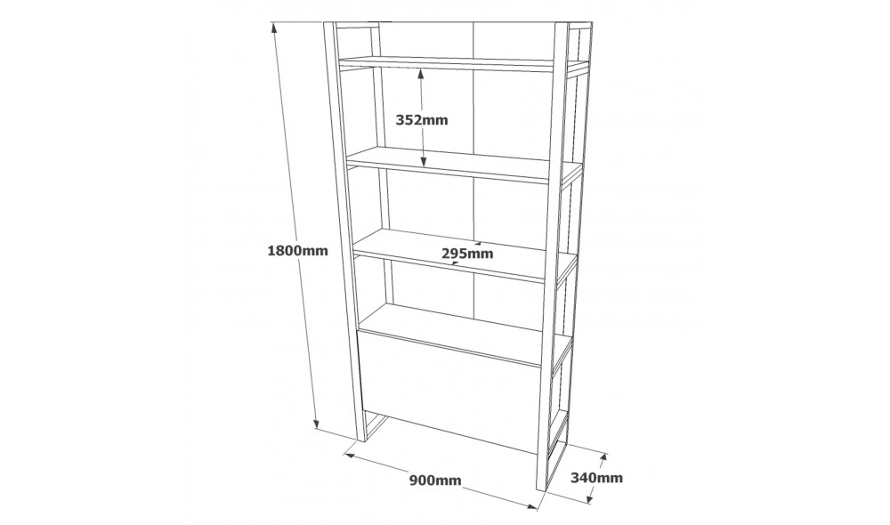 Raft de carti ML6-A 90 x 180 x 34 cm