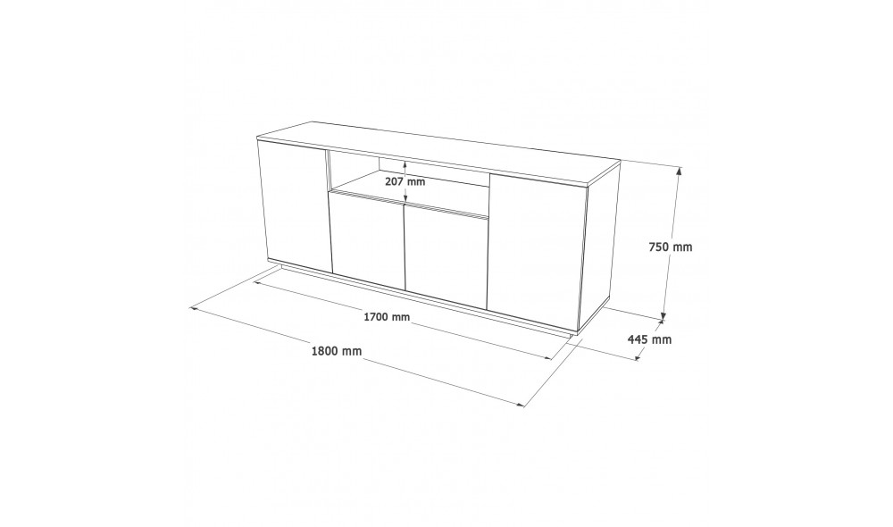 Consola, FR15-AA, Pinul AtlanticAntracit, 180 x 75 x 45 cm