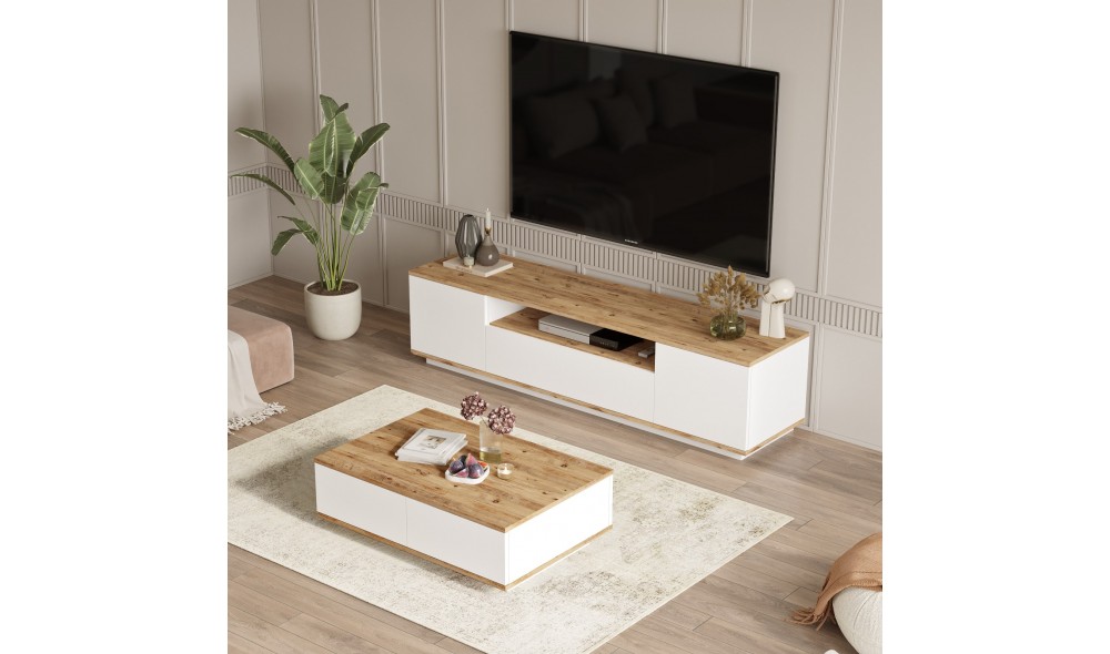 Set Mobila Sufragerie, Fr17-Aw, Pinul AtlanticAlb, 180 x 45 x 45 cm