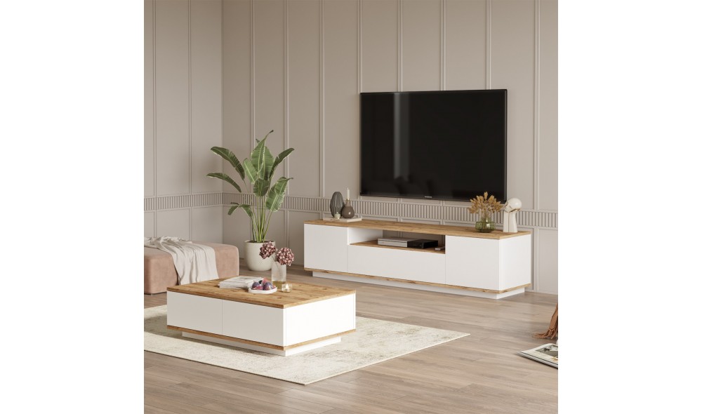 Set Mobila Sufragerie, Fr17-Aw, Pinul AtlanticAlb, 180 x 45 x 45 cm