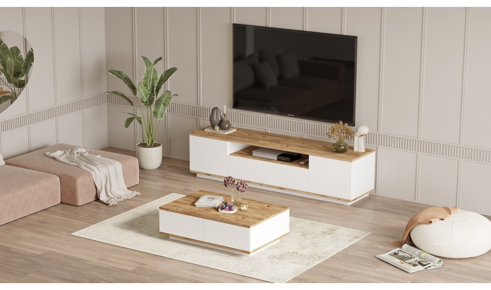 Set Mobila Sufragerie, Fr17-Aw, Pinul AtlanticAlb, 180 x 45 x 45 cm