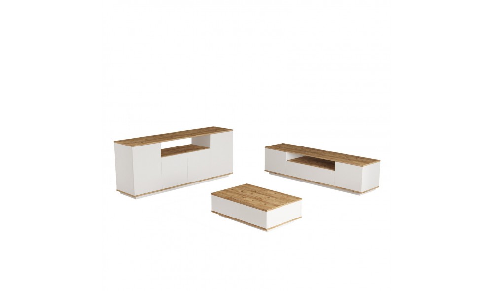 Set Mobila Sufragerie, Fr18-Aw, Pinul AtlanticAlb, 180 x 45 x 45 cm