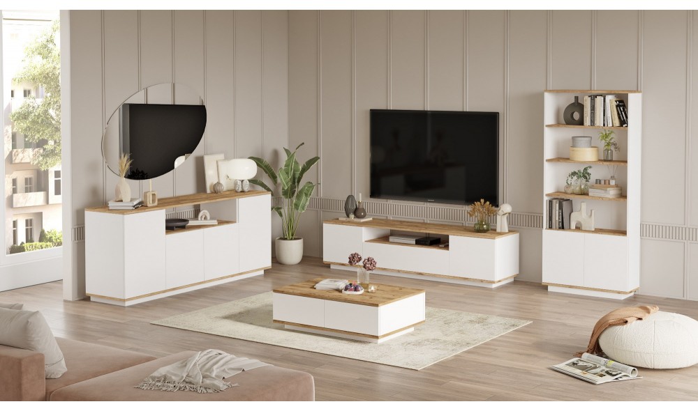 Set Mobila Sufragerie, Fr19-Aw, Pinul AtlanticAlb, 180 x 45 x 45 cm