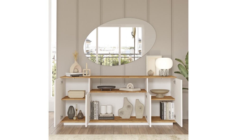 Set Mobila Sufragerie, Fr19-Aw, Pinul AtlanticAlb, 180 x 45 x 45 cm