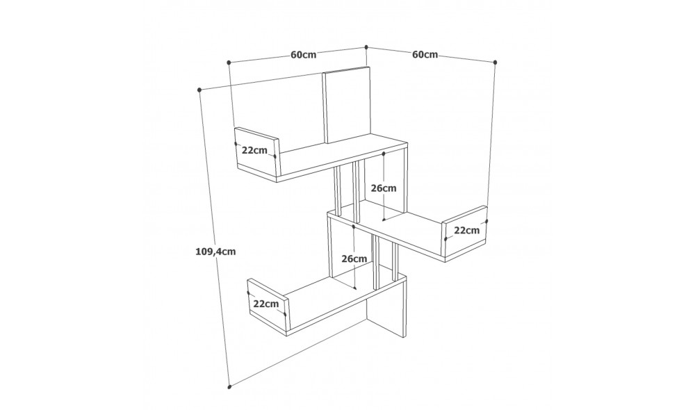 Raft de perete VG17-A 60 x 109 x 60 cm