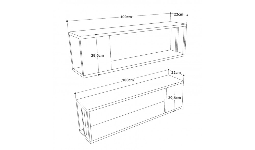 Raft de perete VG18-A 100 x 29 x 22 cm