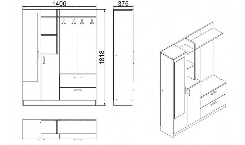 Sala Stand DD5-AA 140 x 181 x 36 cm